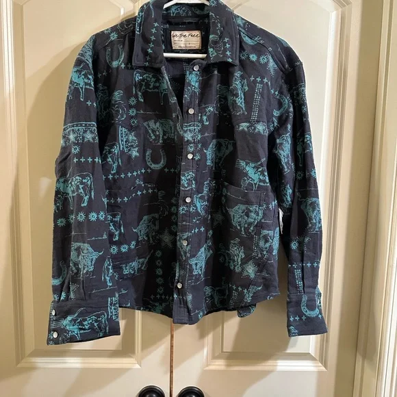 Free People We the Free Calico Flannel Oversized Small NWT - Picture 3 of 6